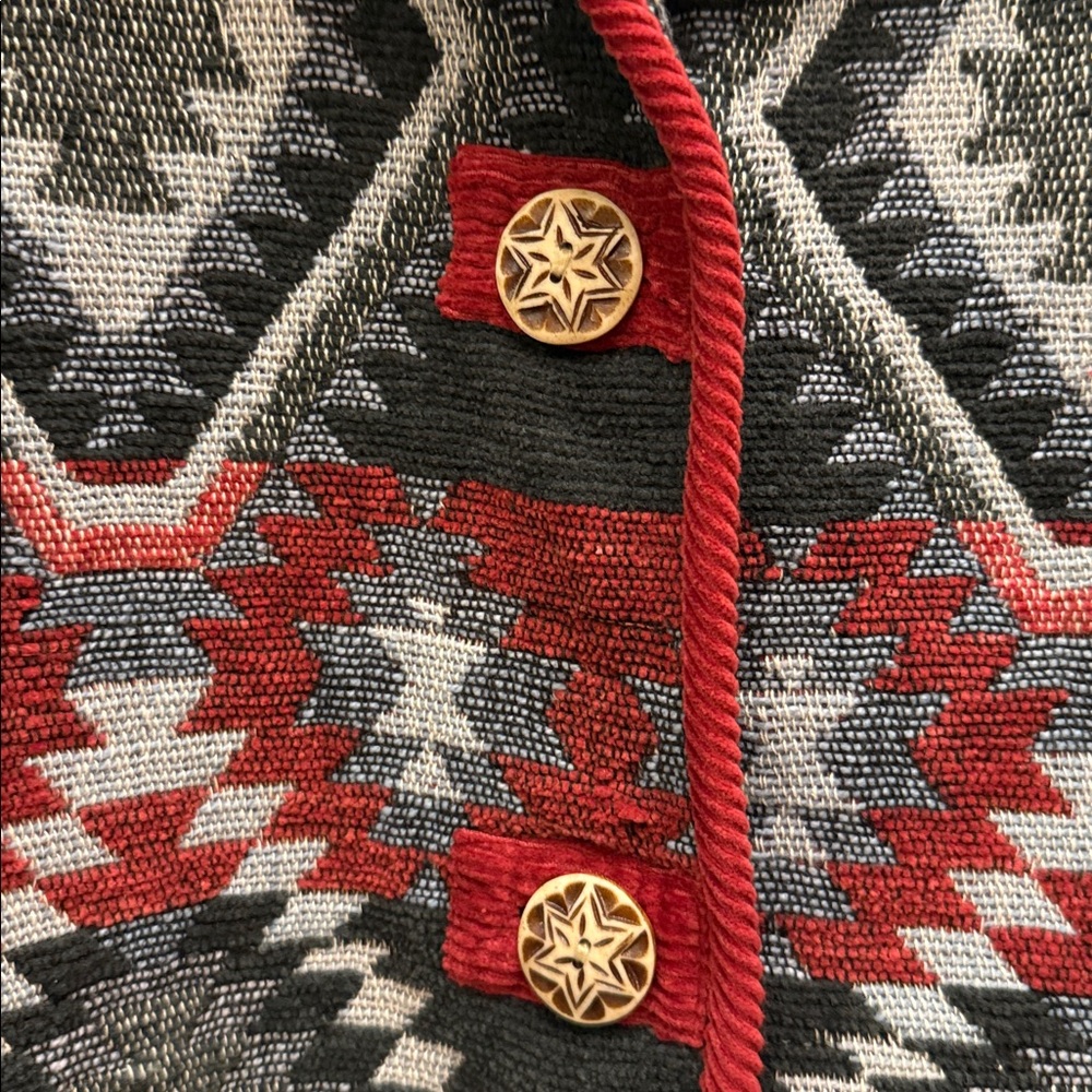Vintage Agaro Colllection Aztec Blazer in size small with wooden carved buttons. - Picture 3 of 7